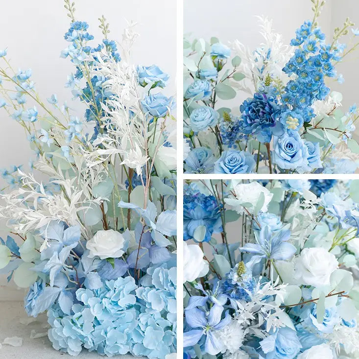 100% handmade, the sky blue moon flower arch provides a lifelike appearance and is easy to set up. 