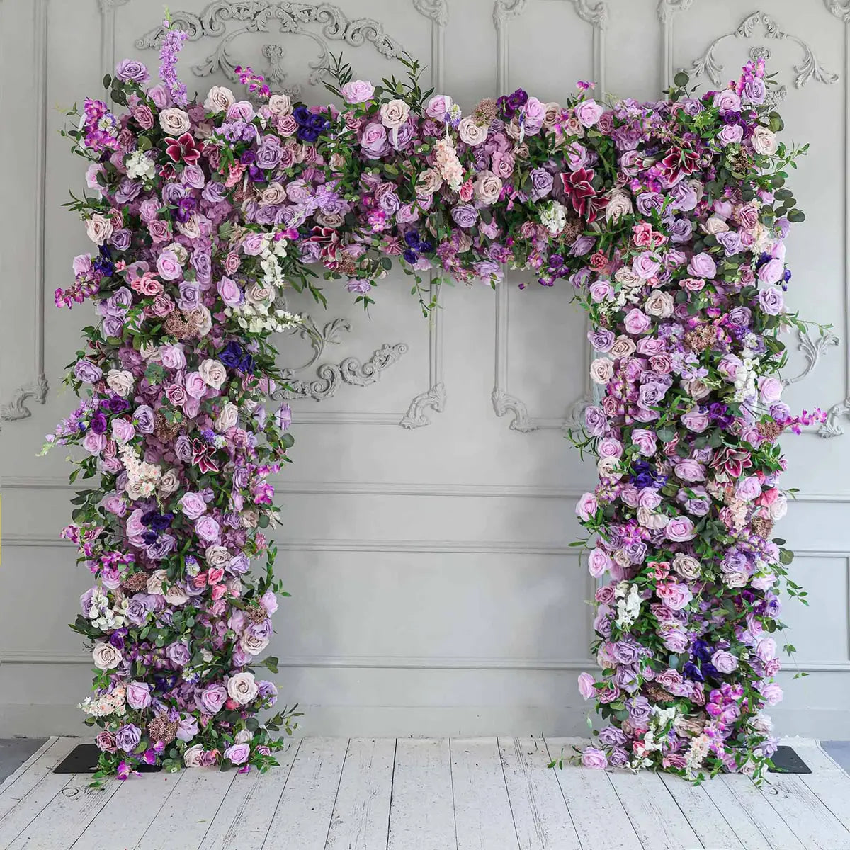 Crafted for realism, the 7D purple green flower arch boasts a fabric backing and fade-resistant colors. 100% handmade, the colorful mirror flower arrangement provides a lifelike appearance and is easy to set up.