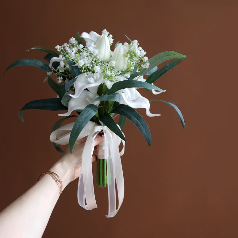 Bridal Bouquet Baby's Breath & Calla Lily for Wedding Party Proposal - KetieStory