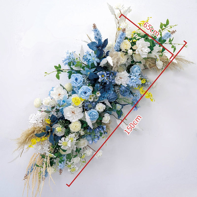 100% handmade, the blue yellow hanging flower set provides a lifelike appearance and is easy to set up. 