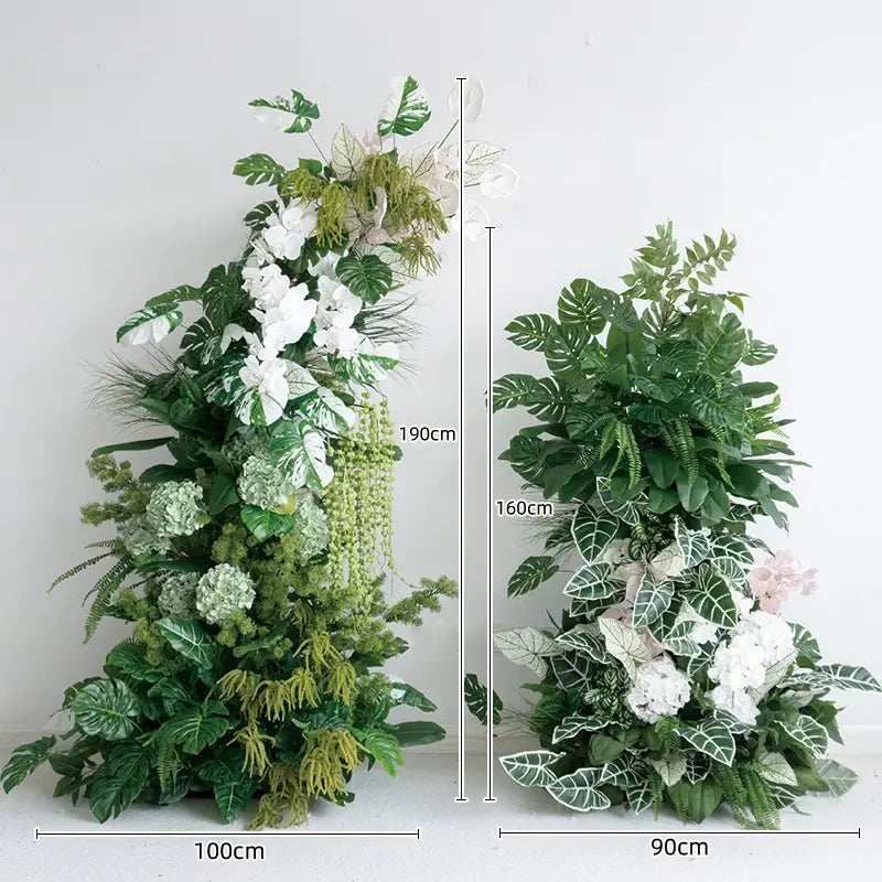 100% handmade, the green leaf floral pillar provides a lifelike appearance and is easy to set up. 