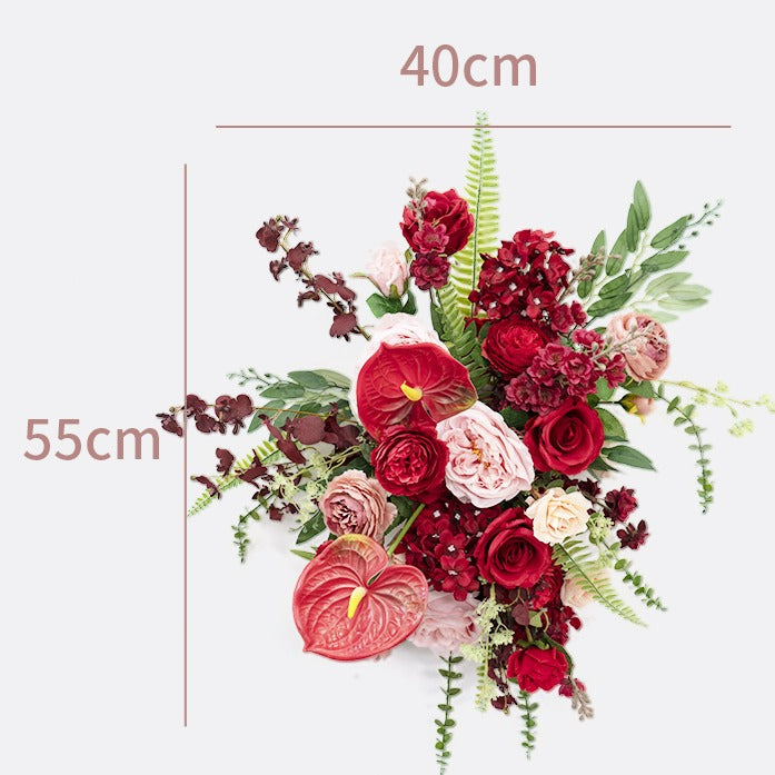 100% handmade, the red pink hanging flower set provides a lifelike appearance and is easy to set up. 