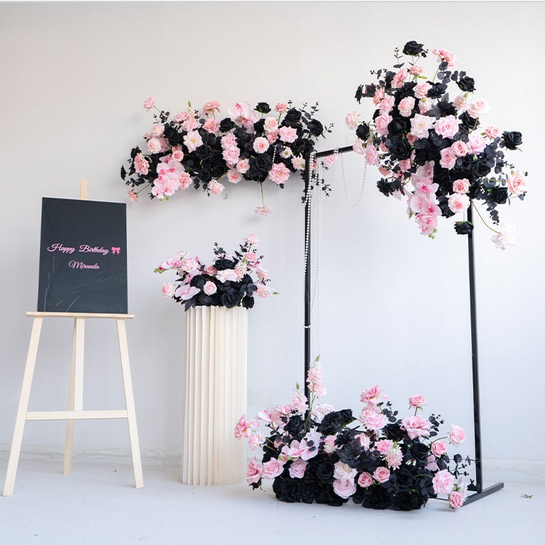 100% handmade, the pink black hanging flower set provides a lifelike appearance and is easy to set up.