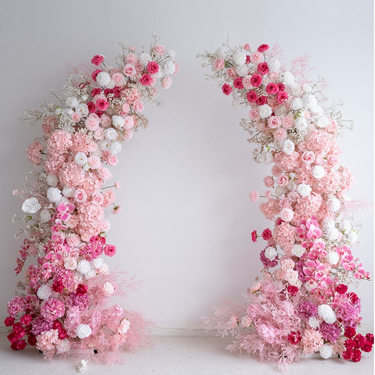 Crafted for realism, the pink flower arch boasts a fabric backing and fade-resistant colors.