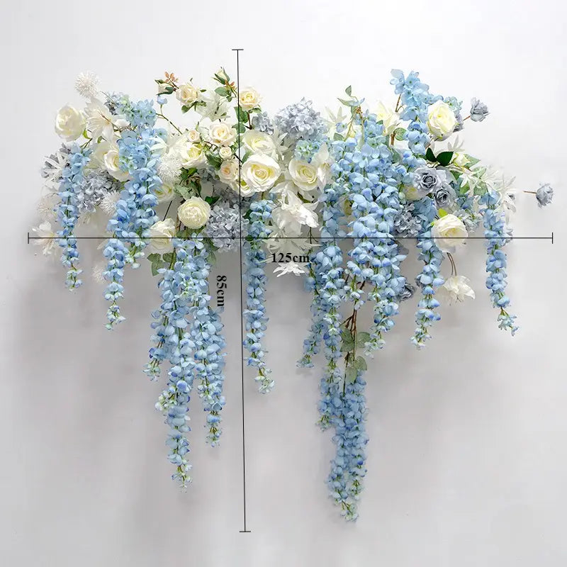 100% handmade, the 4.1ft blue hanging flower set provides a lifelike appearance and is easy to set up. 