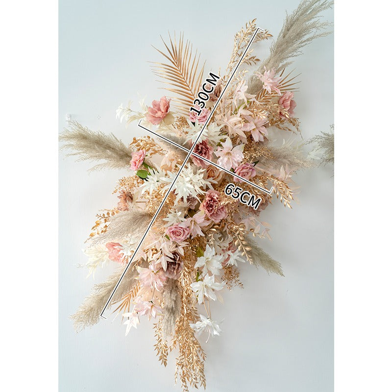 100% handmade, the champagne pink hanging flower set provides a lifelike appearance and is easy to set up.