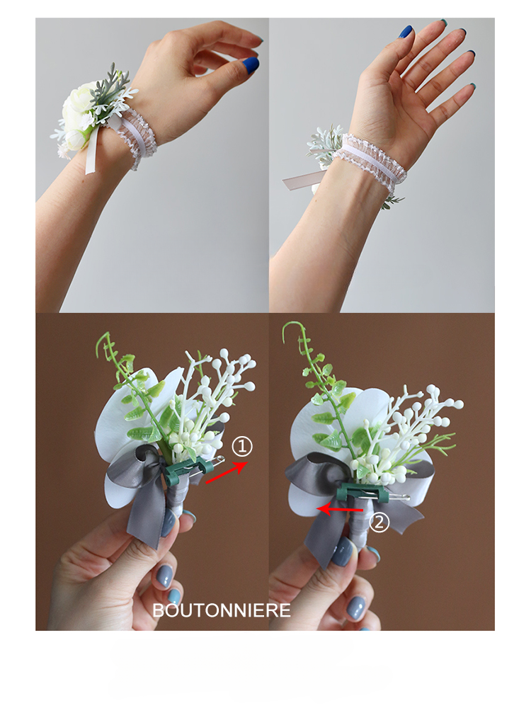 Corsages Green White Series for Wedding Party Proposal Decor - KetieStory