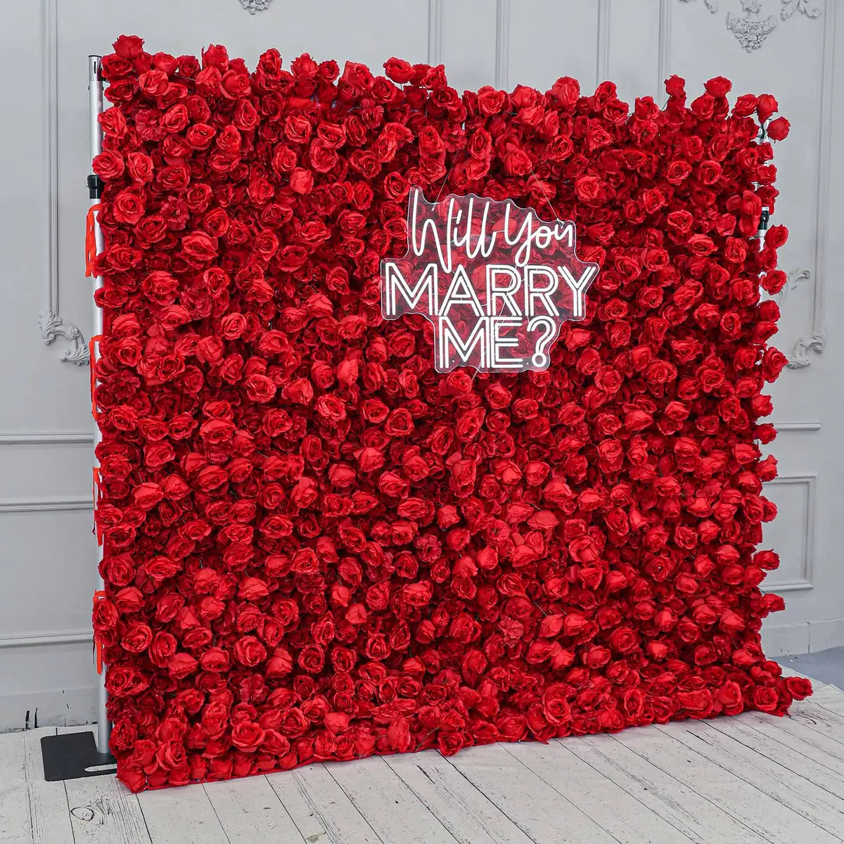 The 3D red roses flower wall side view is designed for realism and durability with a fabric backing.