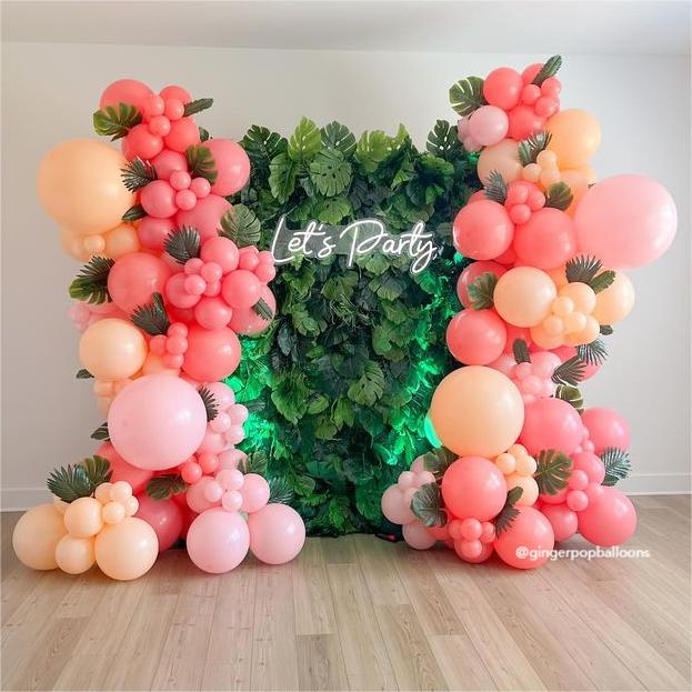 BOGO 8x8ft Flower Wall Green Tropical Leaves Fabric Rolling Up Curtain Floral Backdrop Wedding Party Proposal Decor