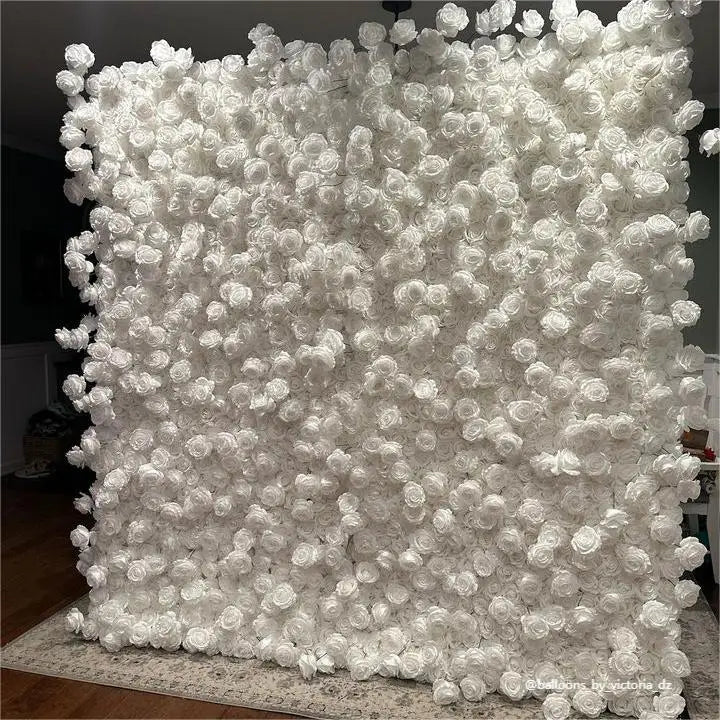 Fade-resistant and realistic, the white rose flower wall side view features a fabric backing.