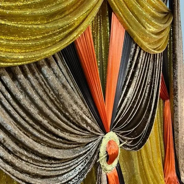 The coffee luxury draping curtains.