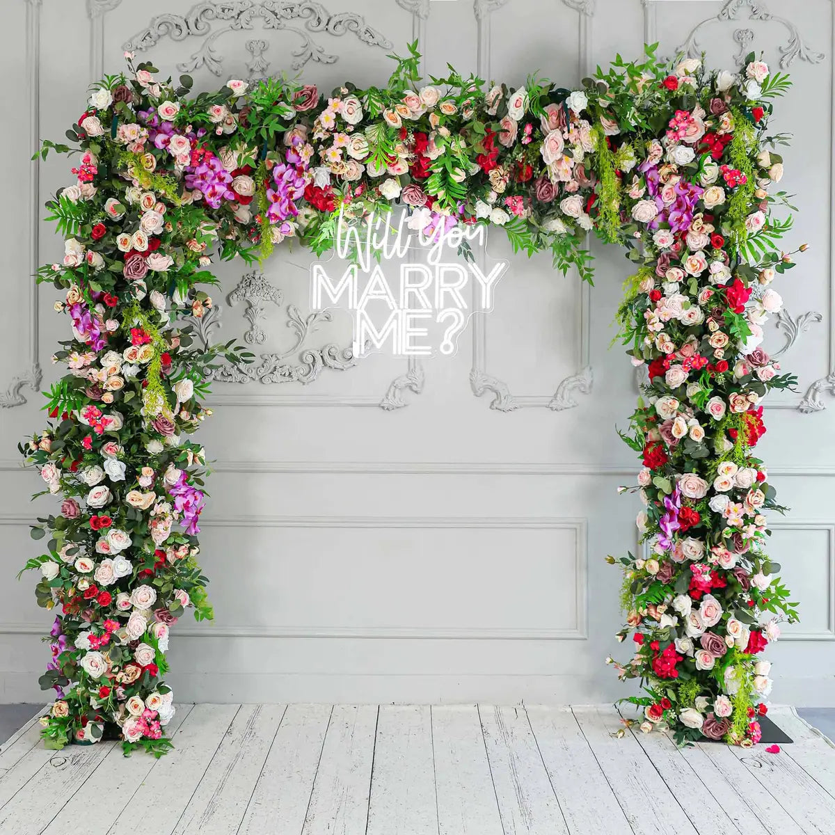 Crafted for realism, the 7D pink purple flower arch boasts a fabric backing and fade-resistant colors. 100% handmade, the colorful mirror flower arrangement provides a lifelike appearance and is easy to set up. 