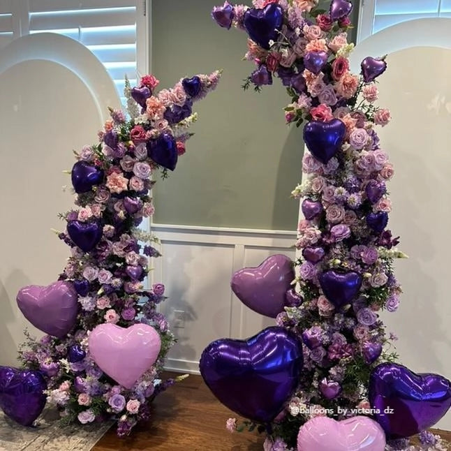 Purple Artificial Floral Pillars for Wedding Proposal Party Decor