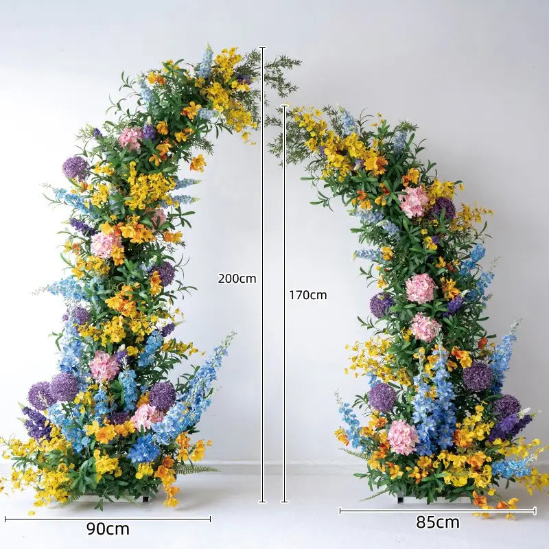 100% handmade, the blue yellow flower arch provides a lifelike appearance and is easy to set up. 