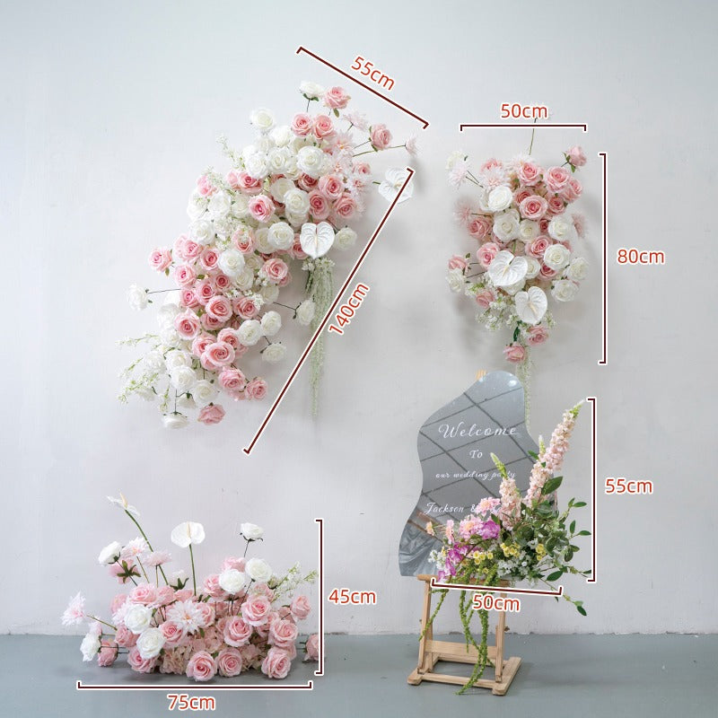100% handmade, the white pink hanging flower set provides a lifelike appearance and is easy to set up. 