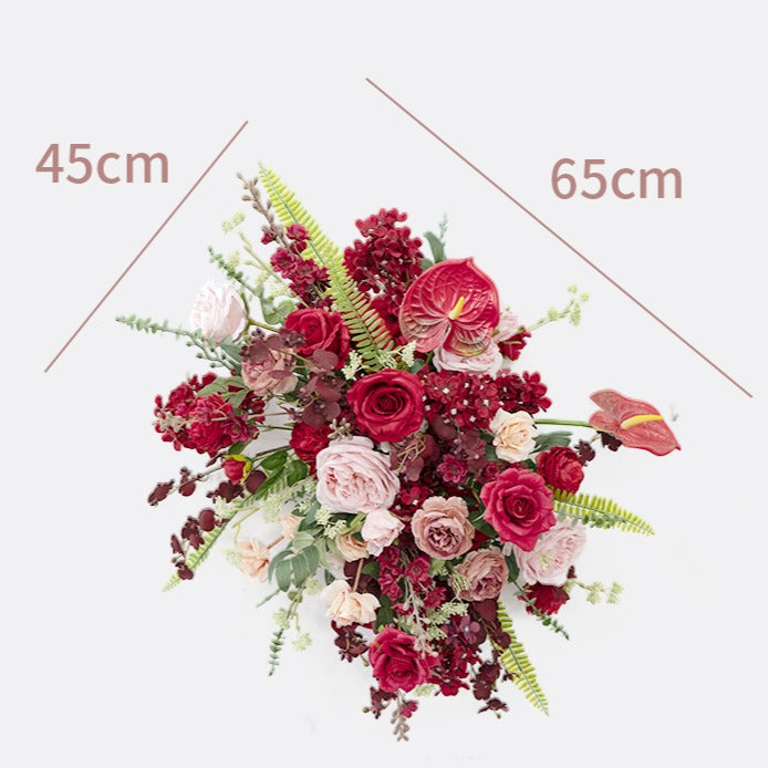 100% handmade, the red pink hanging flower set provides a lifelike appearance and is easy to set up. 