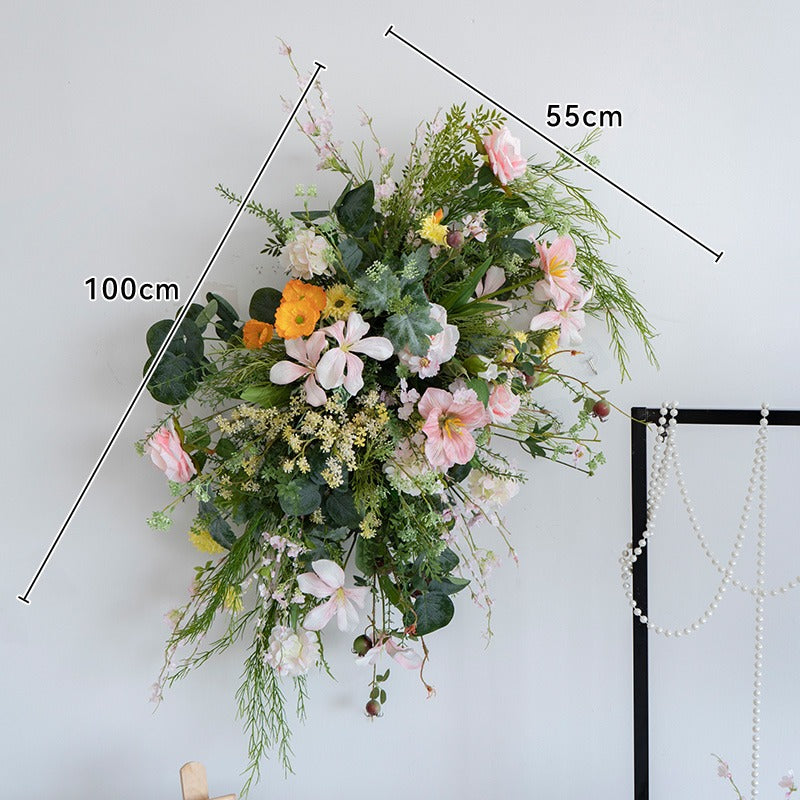 100% handmade, the green pink hanging flower set provides a lifelike appearance and is easy to set up.