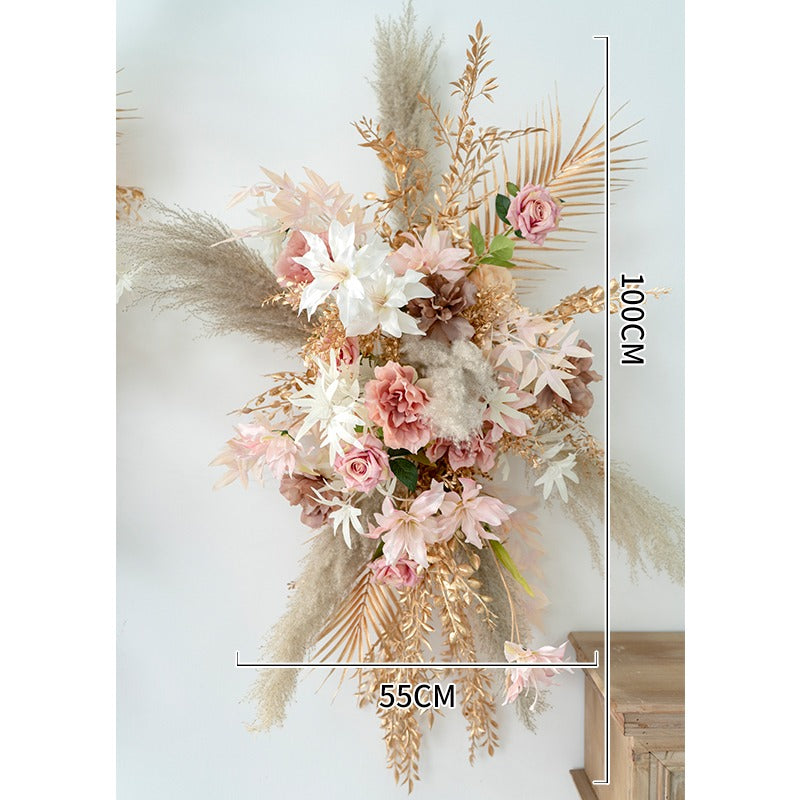 100% handmade, the champagne pink hanging flower set provides a lifelike appearance and is easy to set up.