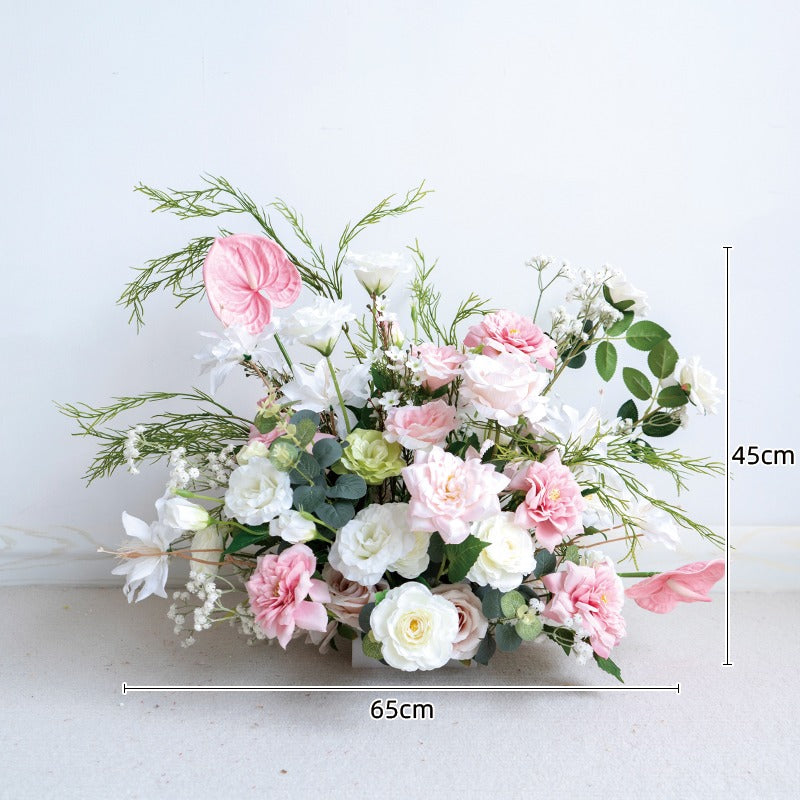 100% handmade, the white pink rose hanging flower set provides a lifelike appearance and is easy to set up.