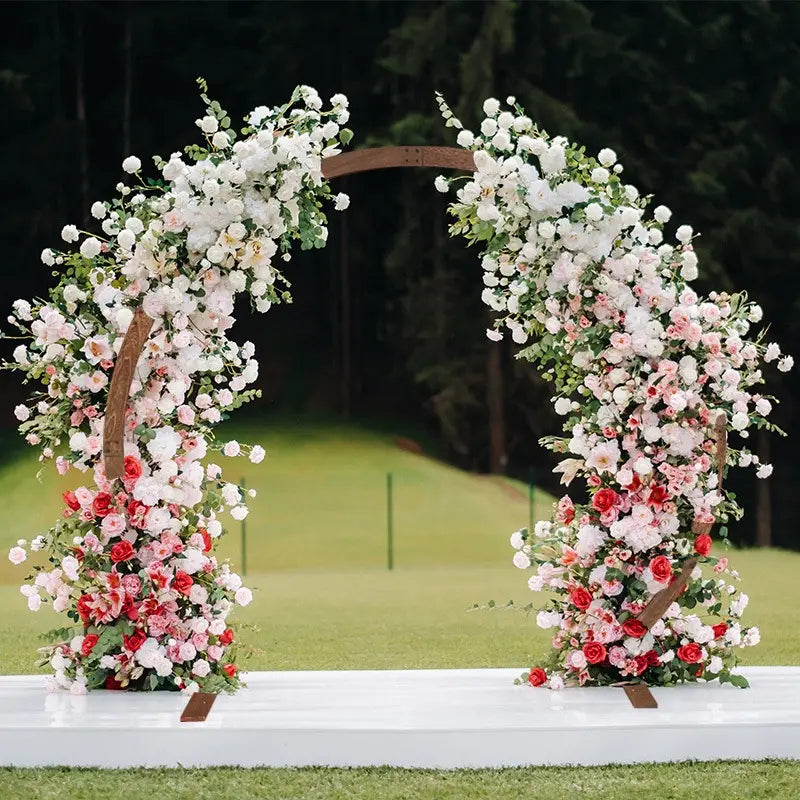 Rustic 6.9ftx7.9ft Round Wooden Wedding Arch Stand for Party