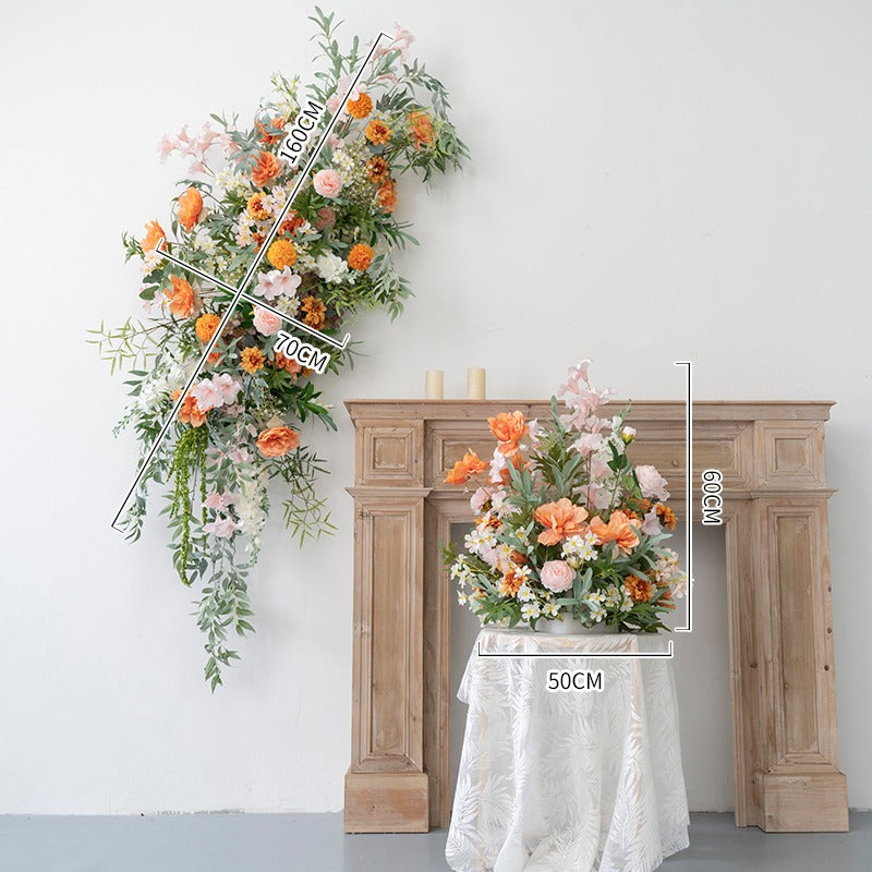 100% handmade, the orange green hanging flower set provides a lifelike appearance and is easy to set up.