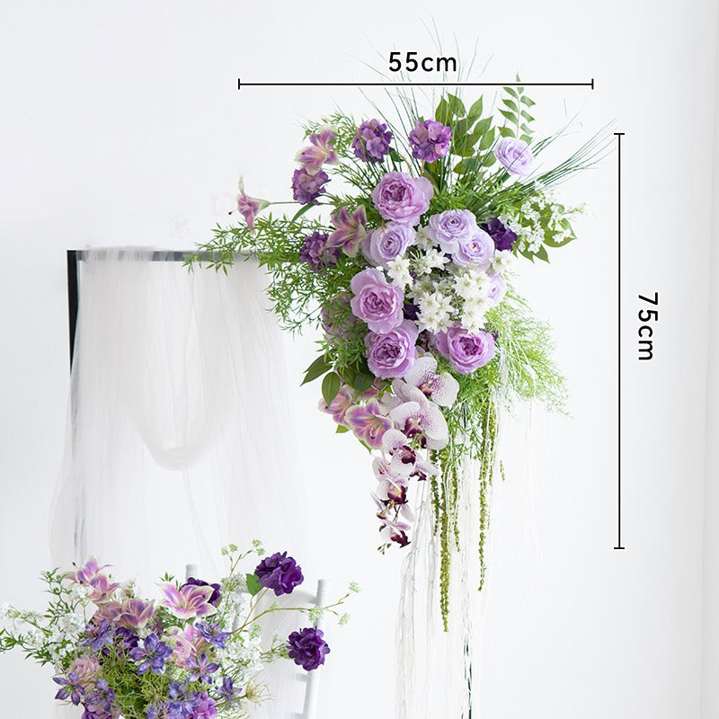 100% handmade, the purple green hanging flower set provides a lifelike appearance and is easy to set up.