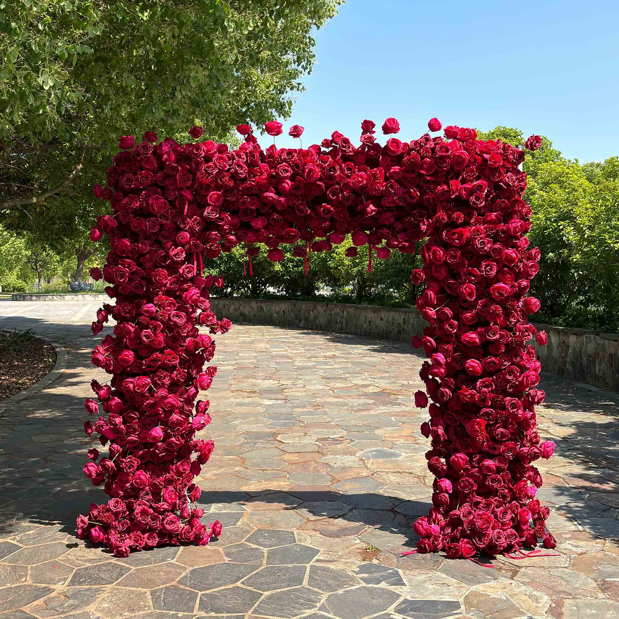 CP SALE Flower Arch 5D Wine Red Roses with Stand and Two Free Gifts