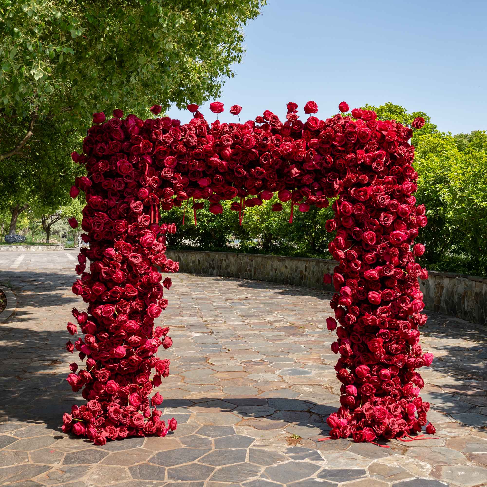 CP SALE Flower Arch 5D Wine Red Roses with Stand and Two Free Gifts