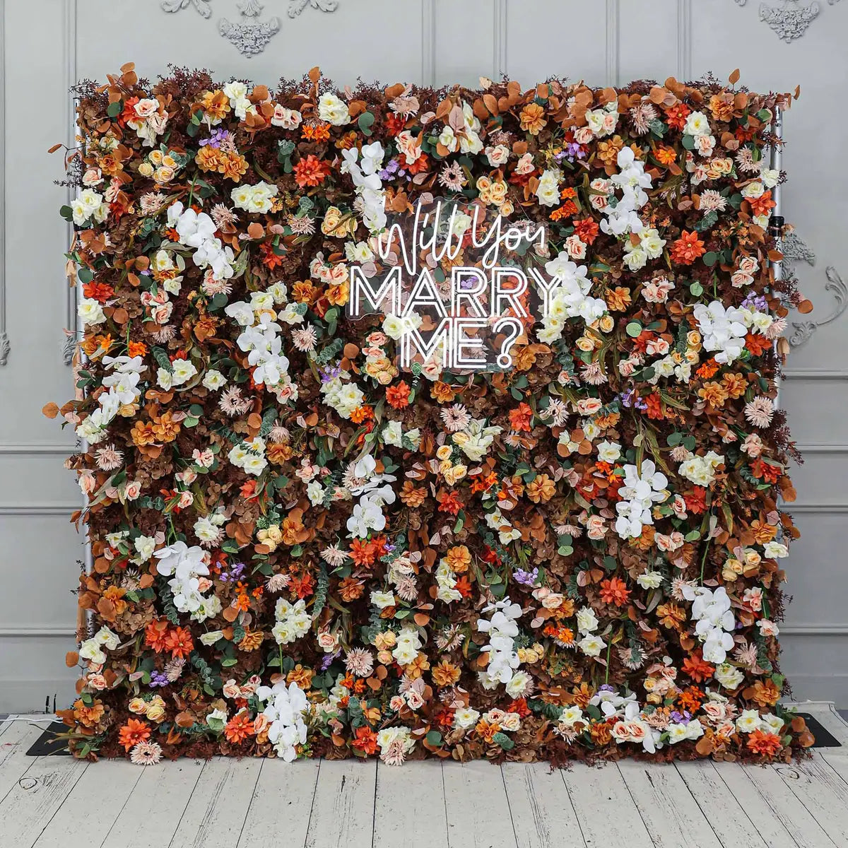 The fall retro coffee rose flower wall features a fabric backing, ensuring lifelike shapes and vibrant colors. 