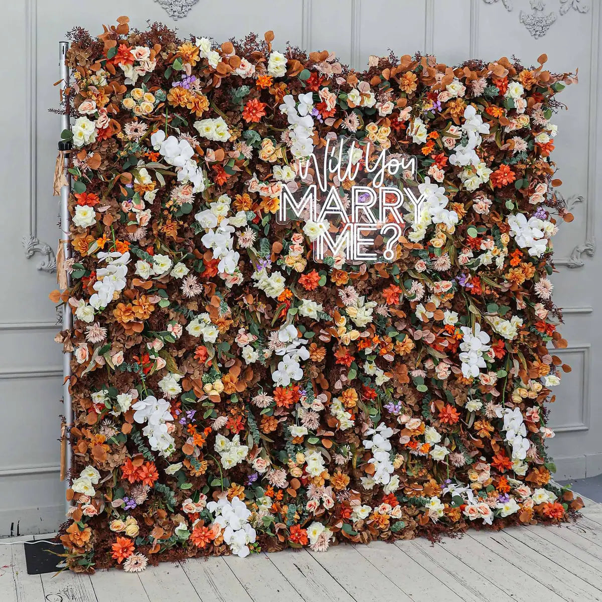 Fade-resistant and realistic, the fall retro coffee rose flower wall side view features a fabric backing.