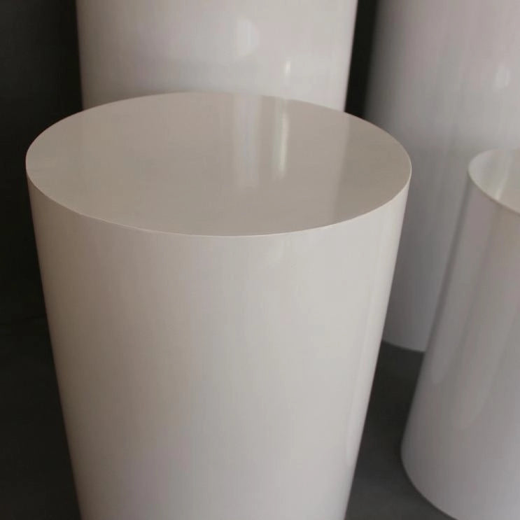 5PCs of Metal Cylinder Stands - White Pedestals