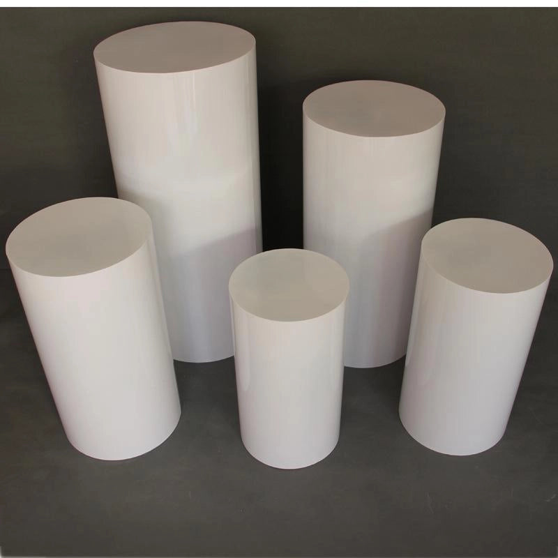 5PCs of Metal Cylinder Stands - White Pedestals