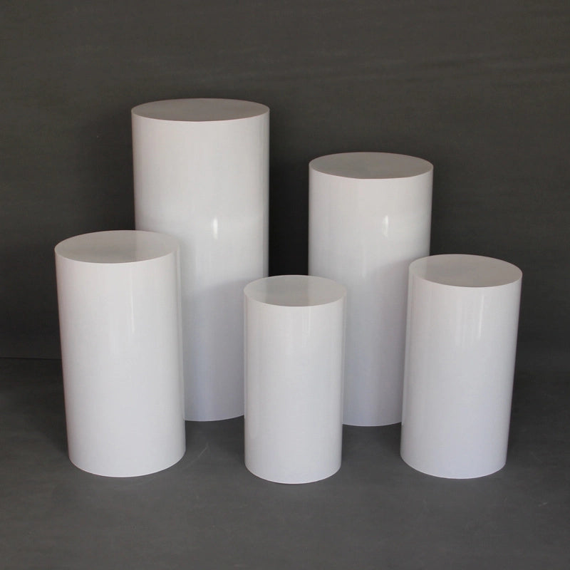 5PCs of Metal Cylinder Stands - White Pedestals