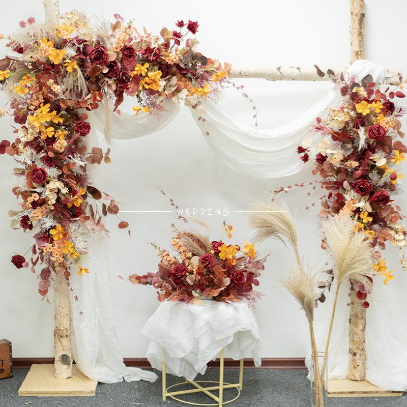 Fall Orange Arch Flower Stand Frames for Wedding Party Decor - KetieStory