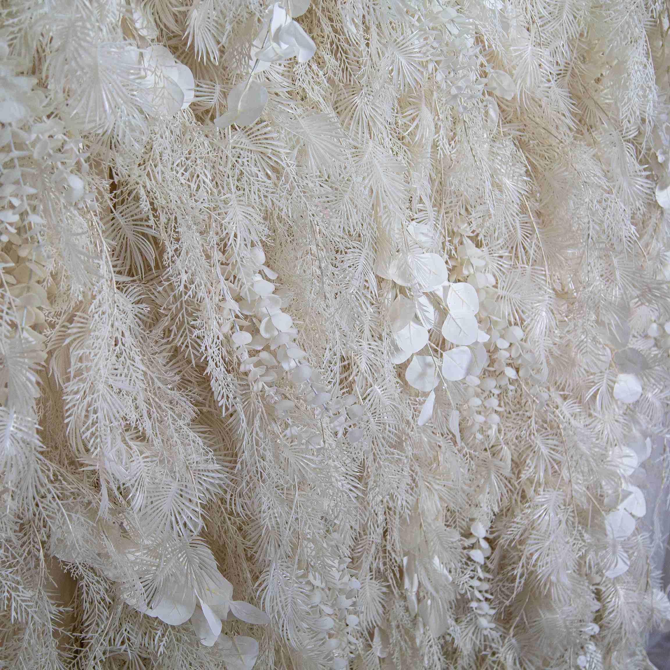 The white pampas fabric artificial flower wall