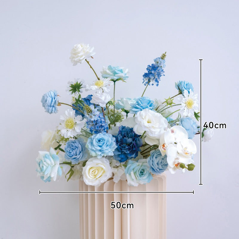 100% handmade, the white blue hanging flower set provides a lifelike appearance and is easy to set up. 