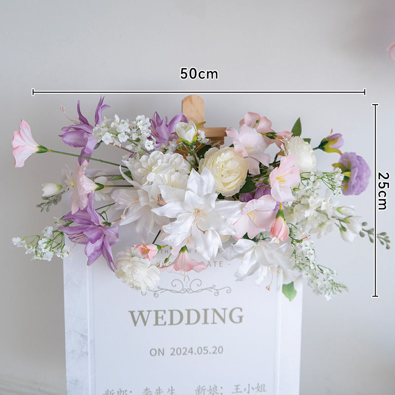 100% handmade, the purple pink hanging flower set provides a lifelike appearance and is easy to set up.