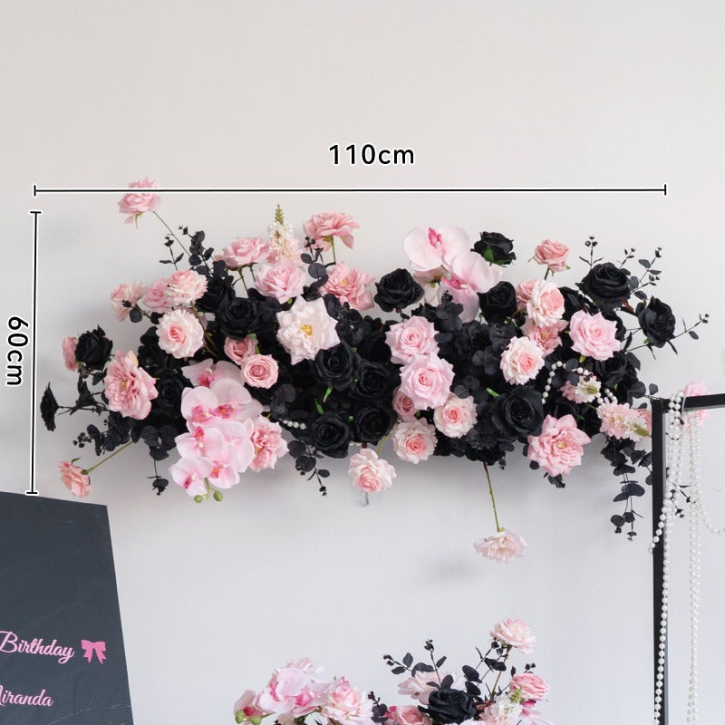 100% handmade, the pink black hanging flower set provides a lifelike appearance and is easy to set up.