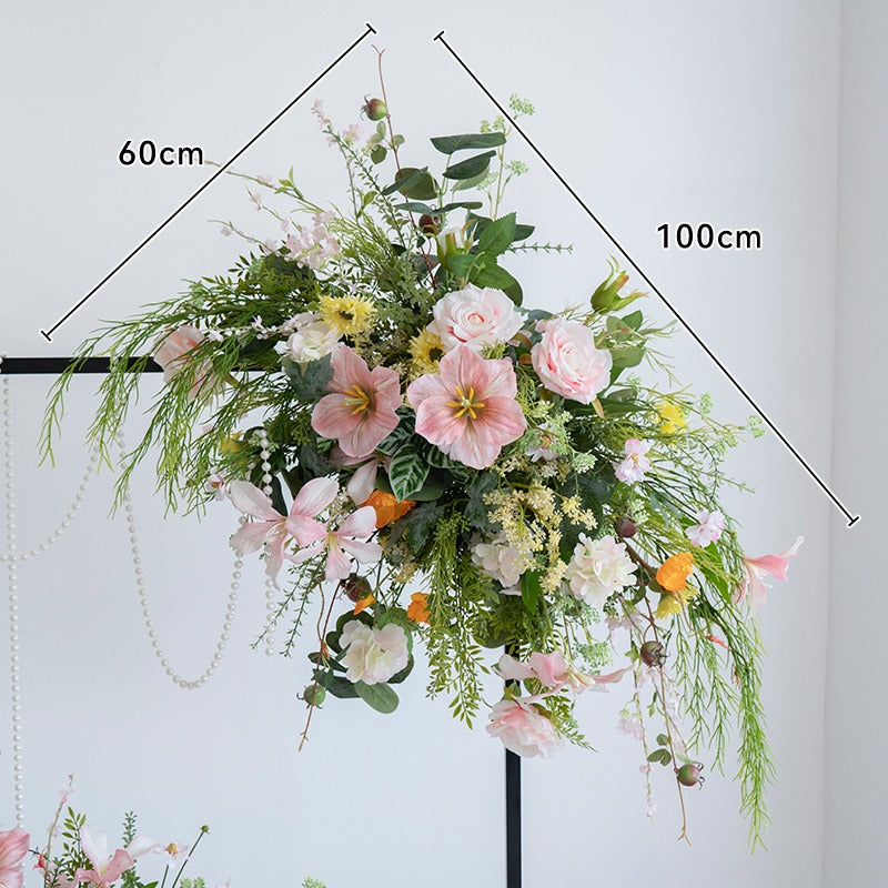 100% handmade, the green pink hanging flower set provides a lifelike appearance and is easy to set up.