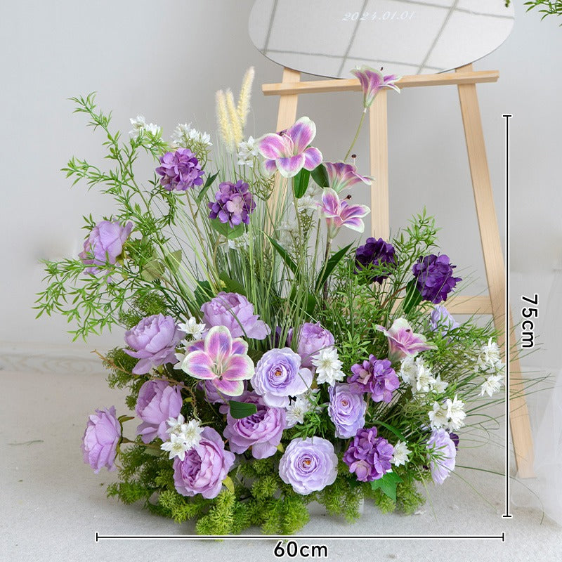 100% handmade, the purple green hanging flower set provides a lifelike appearance and is easy to set up.