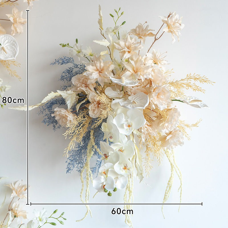 100% handmade, the champagne blue hanging flower set provides a lifelike appearance and is easy to set up.