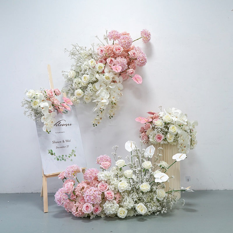 100% handmade, the pink white hanging flower set provides a lifelike appearance and is easy to set up. 