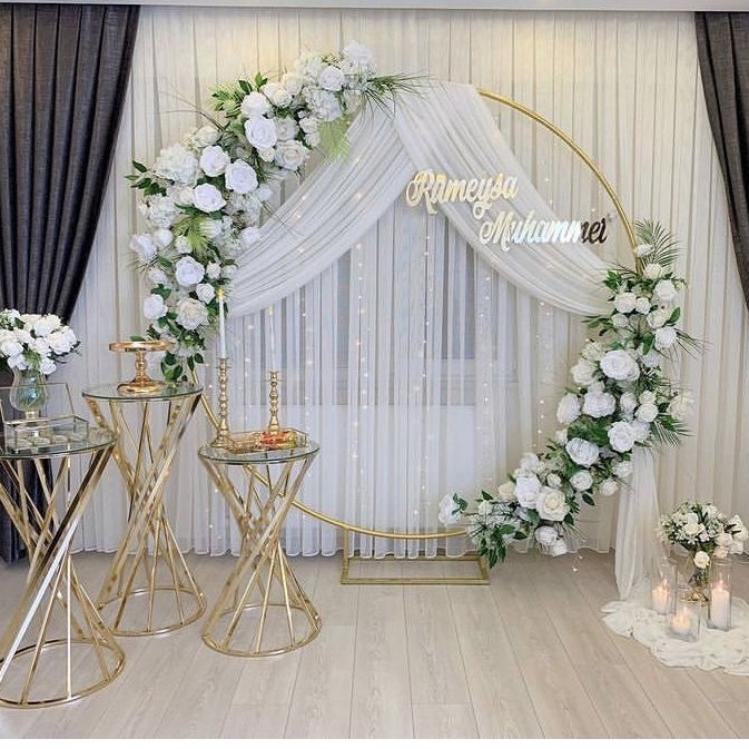 Round Metal Wedding  Backdrop Arch Stand Frames for Wedding Party Proposal Decor