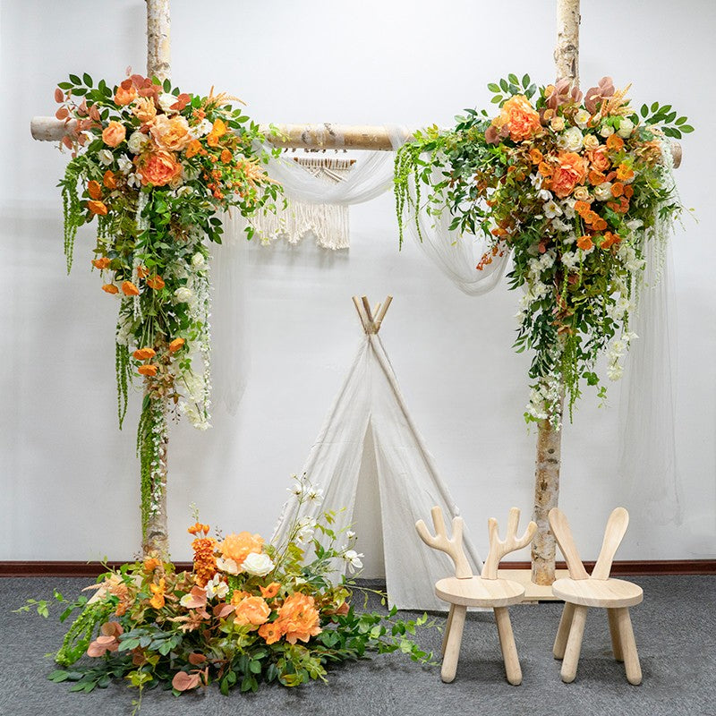 Orange Rose Hydrangea Arch  for Wedding Party Decor Proposal - KetieStory