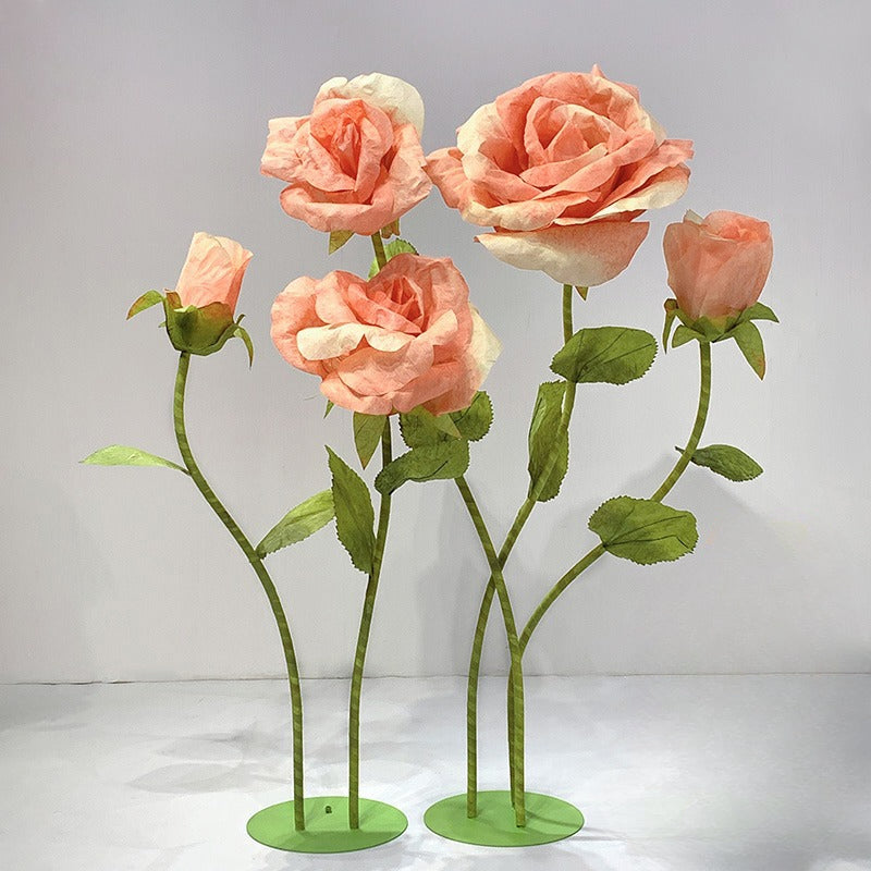 Set of 5 Giant Paper Rose Flower Handmade Floral Set for Wedding Party Decor