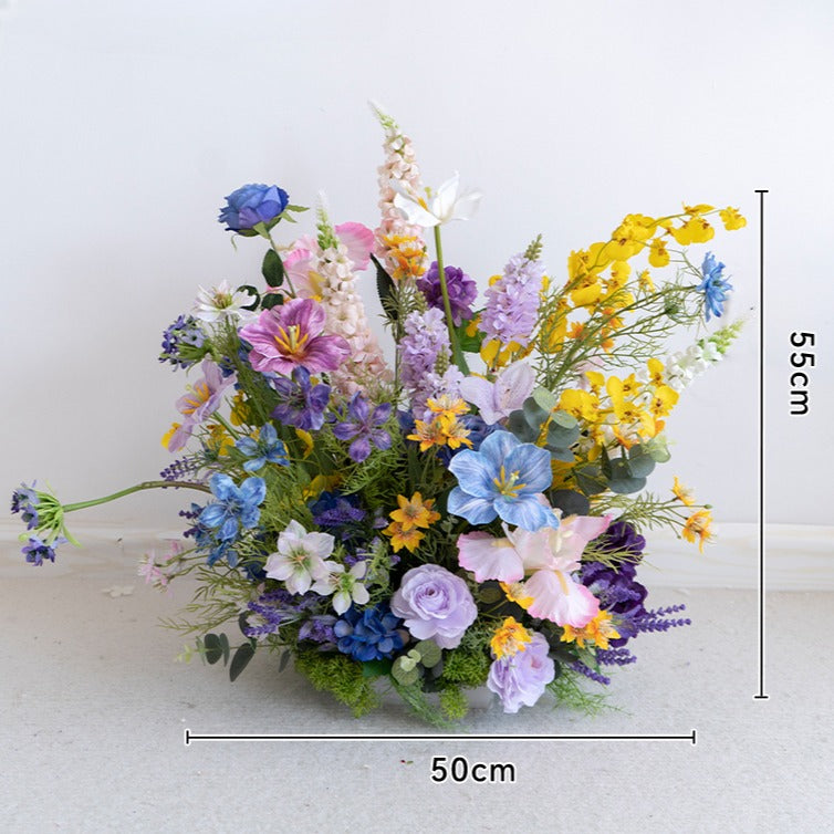 100% handmade, the purple blue hanging flower set provides a lifelike appearance and is easy to set up.