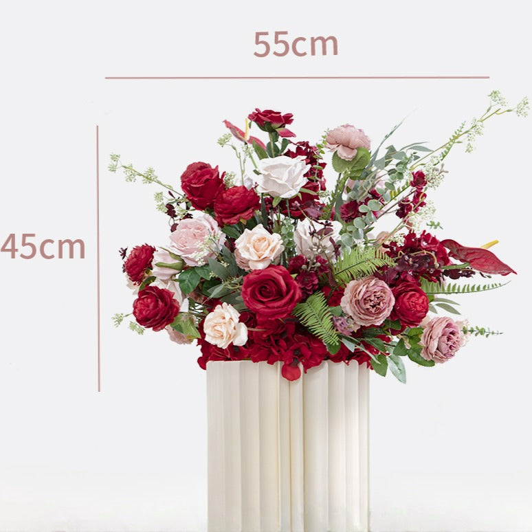 100% handmade, the red pink hanging flower set provides a lifelike appearance and is easy to set up. 