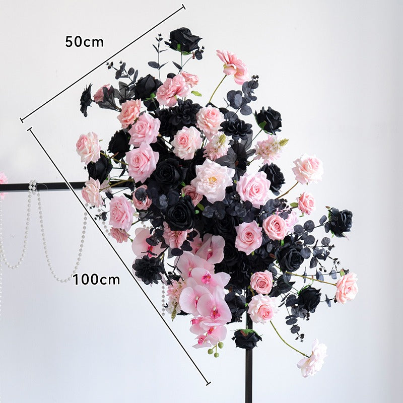 100% handmade, the pink black hanging flower set provides a lifelike appearance and is easy to set up.