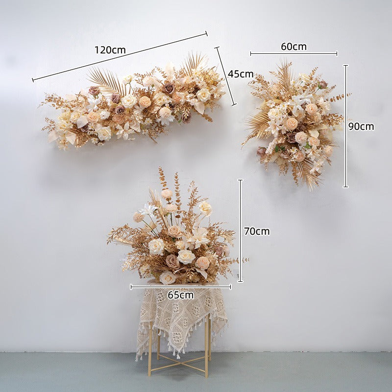100% handmade, the gold hanging flower set provides a lifelike appearance and is easy to set up. 