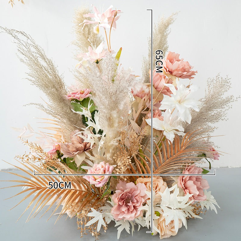 100% handmade, the champagne pink hanging flower set provides a lifelike appearance and is easy to set up.